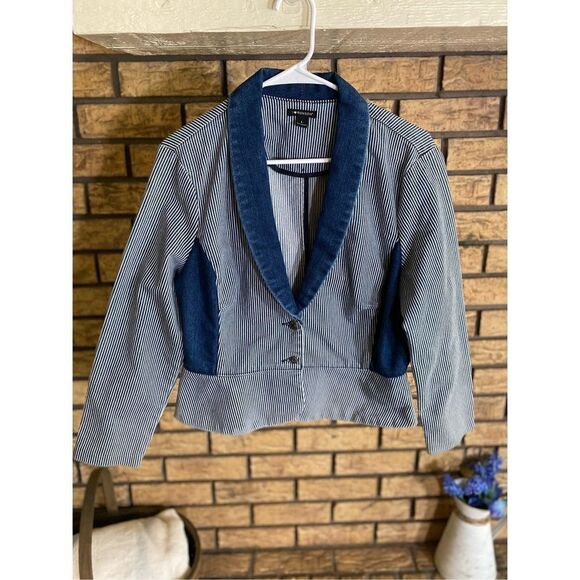 I ❤️ Ronson Denim Striped Jacket - Picture 1 of 6